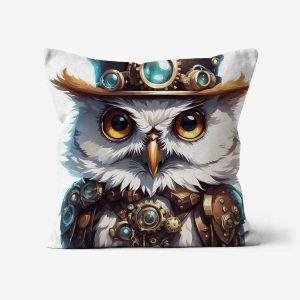 Steampunk-Owl-Art-Cushion