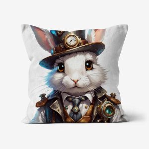 Steampunk-Rabbit-Art-Cushion